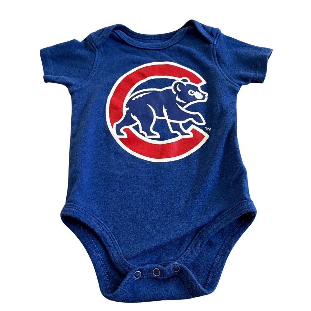 MLB Chicago Cubs Logo One Piece 3-6M Blue Baby Bodysuit Baseball Fan Gear